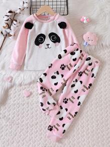 Ropa De Casa De Niñas De Panda Rojo De Dibujos Animados Linda Y Peluda - Rosa - Ver 1