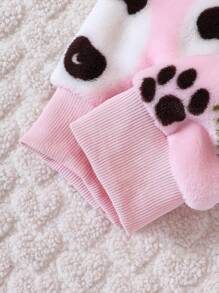 Ropa De Casa De Niñas De Panda Rojo De Dibujos Animados Linda Y Peluda - Rosa - Ver 6