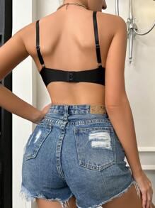 素色無鋼圈文胸 - 黑色 - 查看 2