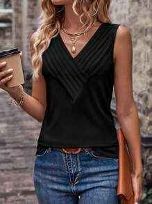 EMERY ROSE 素色V領背心上衣