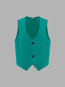 SHEIN Tween Boy Bow Front Shirt & Vest Blazer & Pants - Green - View 6