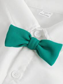 SHEIN Tween Boy Bow Front Shirt & Vest Blazer & Pants - Green - View 10