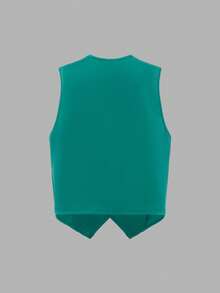 SHEIN Tween Boy Bow Front Shirt & Vest Blazer & Pants - Green - View 12