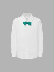 SHEIN Tween Boy Bow Front Shirt & Vest Blazer & Pants - Green - View 13