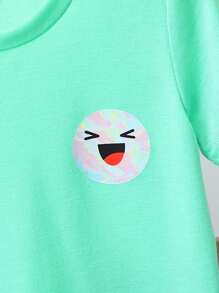 SHEIN Young Boy Cartoon Graphic Tee & Ripped Denim Shorts