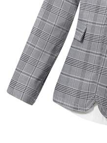 SHEIN 青少年男童绅士两件套：格子长袖西装外套+长裤，不含衬衫和配饰，适合生日派对、庆典、婚礼、洗礼、周年纪念等正式场合。