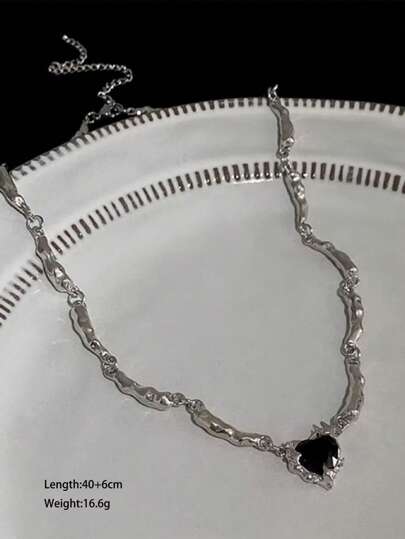 Goth 1pc Fashion Zinc Alloy Heart Charm Necklace For Women For Daily Decoration