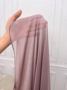 Contrast Lace Mesh Pajama Nightdress Long Dress - Dusty Pink - View 6