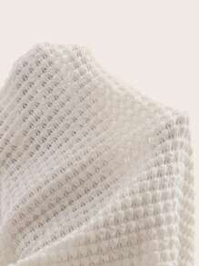 SHEIN EZwear Chất rắn Cổ v Tay Raglan Đầm - Màu be - Xem 3