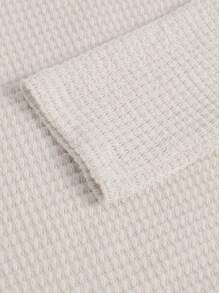 SHEIN EZwear Chất rắn Cổ v Tay Raglan Đầm - Màu be - Xem 4