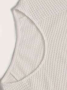 SHEIN EZwear Chất rắn Cổ v Tay Raglan Đầm - Màu be - Xem 5