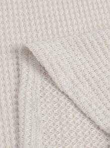 SHEIN EZwear Chất rắn Cổ v Tay Raglan Đầm - Màu be - Xem 6