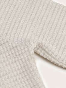 SHEIN EZwear Chất rắn Cổ v Tay Raglan Đầm - Màu be - Xem 7