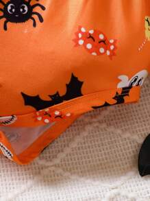 女嬰萬聖印花連身背心＆ 頭巾 - 橘色 - 查看 8