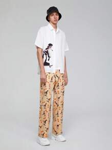 GAWX 男士字母和圖形圖形直筒褲 - 彩色 - 查看 3