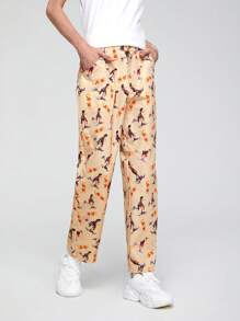 GAWX 男士字母和圖形圖形直筒褲 - 彩色 - 查看 4