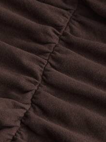 SHEIN MOD Solid Asymmetrical Neck Bodycon Dress - Chocolate Brown - View 4