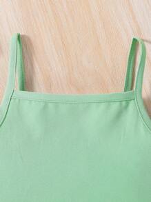 SHEIN 女小童青果領西裝外套&吊帶背心和短褲 - 薄荷綠 - 查看 3