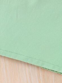 SHEIN 女小童青果領西裝外套&吊帶背心和短褲 - 薄荷綠 - 查看 4