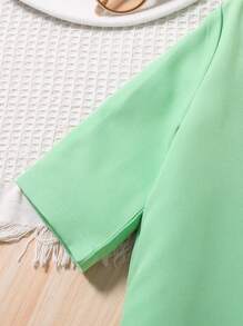 SHEIN 女小童青果領西裝外套&吊帶背心和短褲 - 薄荷綠 - 查看 7