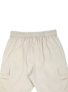 Manfinity Homme Men's Loose Fit Cargo Shorts With Flap Pockets And Drawstring Waist Color Block Casual Dad Me - Beige - View 6