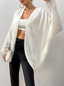 SHEIN Essnce Batwing Sleeve Duster Cardigan - White - View 3