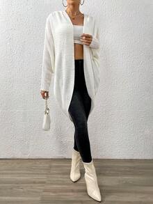 SHEIN Essnce Batwing Sleeve Duster Cardigan - White - View 4