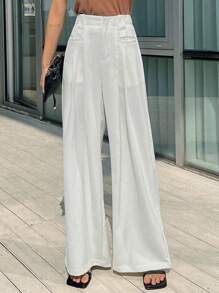 DAZY Quần âu nữ cạp cao xếp ly chi tiết - trắng - Xem 7