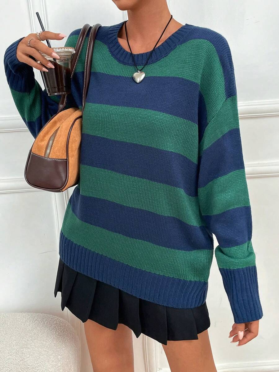 SHEIN Unity Color Block Drop Shoulder Sweater - Multicolor - View 1