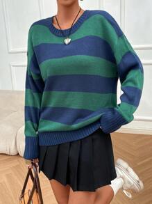 SHEIN Unity Color Block Drop Shoulder Sweater - Multicolor - View 3