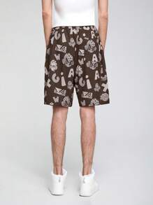 GAWX Men Allover Print Buckle Knot Waist Shorts