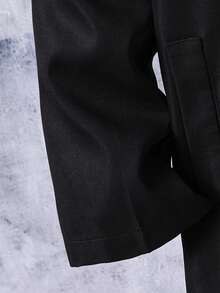 SHEIN Tween Boy Double Breasted Trench Coat With Scarf - Black - View 5