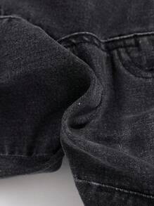 SHEIN Young Boy Ripped Solid Jeans - Dark Grey - View 6