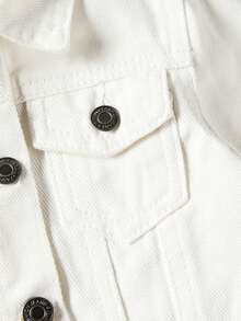 Đứa bé gái Đồ họa Hoạt hình Chi tiết về Flap Áo khoác denim - trắng - Xem 6