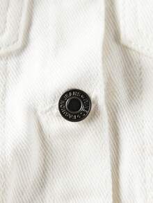 Đứa bé gái Đồ họa Hoạt hình Chi tiết về Flap Áo khoác denim - trắng - Xem 7