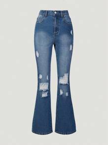 Teen Girl Ripped Flare Leg Jeans