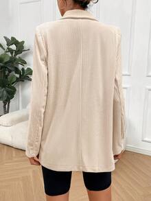 SHEIN Unity Cổ áo Chi tiết về Flap Vải to sợi Áo vest - Màu be - Xem 2