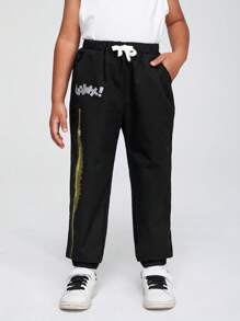 GAWX Young Boy Letter Graphic Drawstring Waist Pants