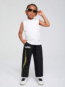 GAWX Young Boy Letter Graphic Drawstring Waist Pants