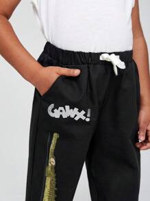 GAWX Young Boy Letter Graphic Drawstring Waist Pants