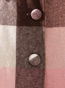 SHEIN Young Girl 1pc Plaid Print Bow Front Overcoat - Multicolor - View 3