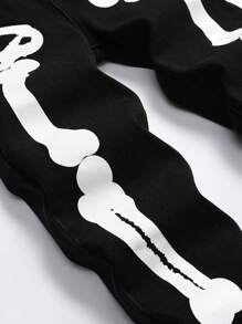 Tween Boy Halloween Skeleton Print Jeans - Black - View 3