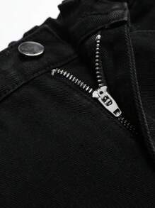 Tween Boy Halloween Skeleton Print Jeans - Black - View 4