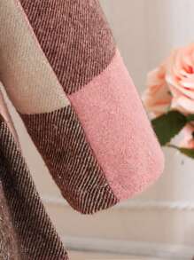 SHEIN Young Girl 1pc Plaid Print Bow Front Overcoat - Multicolor - View 6