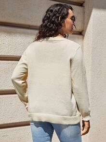 SHEIN LUNE Plus Button Front Cardigan - Apricot - View 2