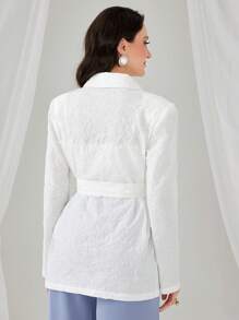 Modelyn Lapel Neck Single Button Blazer In Fall/Winter - White - View 2