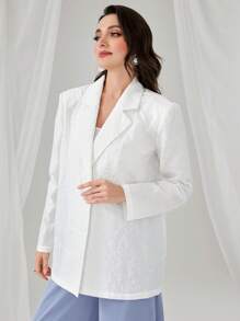 Modelyn Lapel Neck Single Button Blazer In Fall/Winter - White - View 3
