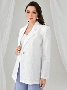 Modelyn Lapel Neck Single Button Blazer In Fall/Winter - White - View 4