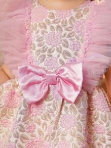 DRMZ 年轻女孩 年轻女孩花卉提花荷叶边饰蝴蝶结前裙 - 彩色 - 查看 8