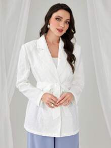 Modelyn Lapel Neck Single Button Blazer In Fall/Winter - White - View 6
